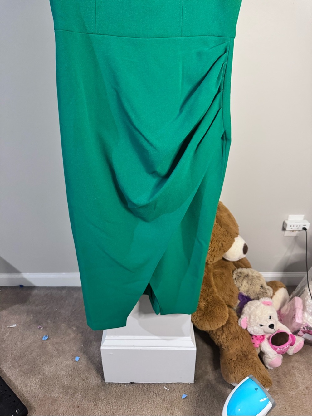 Julia Jordan Emerald Green Ruched Sheath Dress Size 6 Tulip Hem Cocktail Work - Picture 5 of 7